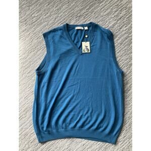 Donald Ross Teal Golf Sweater Vest V-Neck Sleeveless XLarge Merino Wool